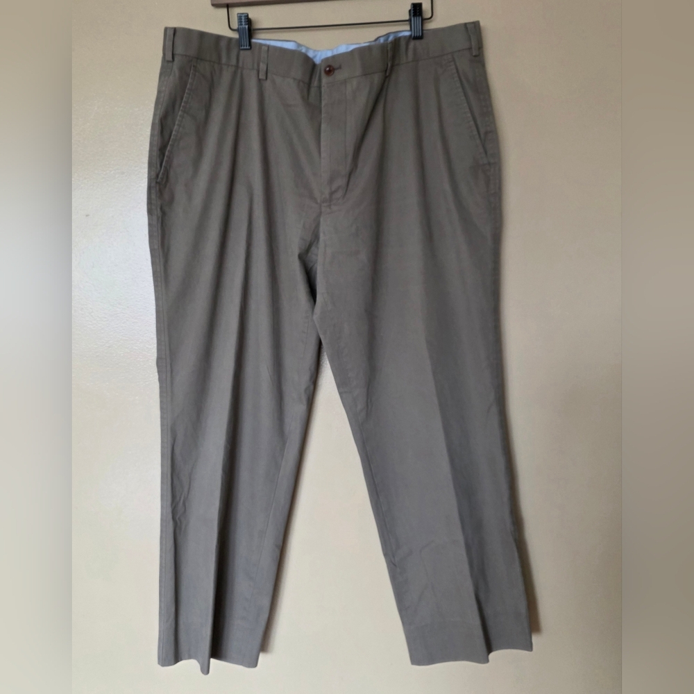 Brooks Brothers 346 Regent Fit Tan Cotton Flat Front Pants 42x30 Classic Office